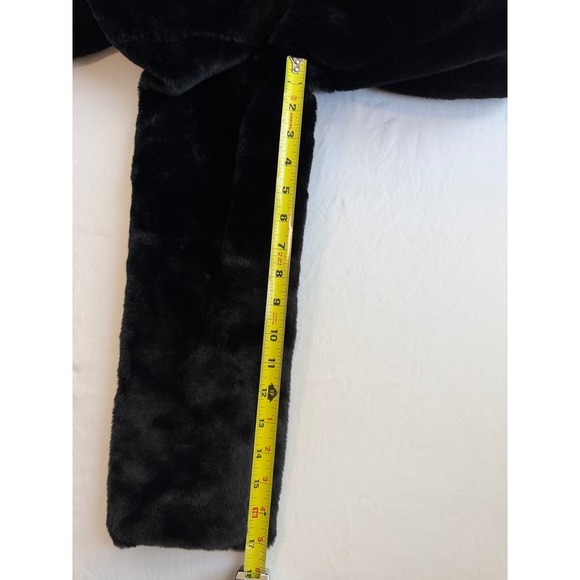 Truth by Republic Black Faux Fur Hooded Bomber Jacket Gold Zip XS NEW - Picture 6 of 9